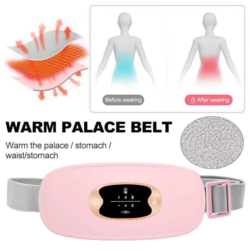 Electric Heating Menstrual Vibration Pad Belt For Period Pain Relief Cramps US