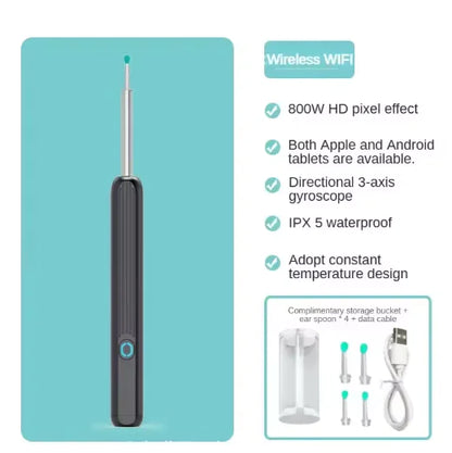 NE3 Ear Cleaner Otoscope Ear Wax Removal Tool with Camera & LED Light Wireless Ear Endoscope Ear Cleaning Kit for iPhone