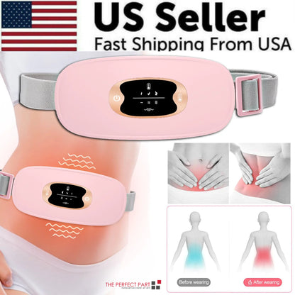 Electric Heating Menstrual Vibration Pad Belt For Period Pain Relief Cramps US