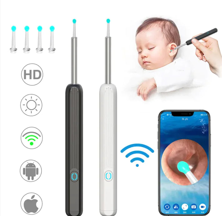 NE3 Ear Cleaner Otoscope Ear Wax Removal Tool with Camera & LED Light Wireless Ear Endoscope Ear Cleaning Kit for iPhone